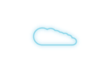 Wall Mural - neon light cloud sign glowing brightlyin blue color isolated on a white background. futuristic and m