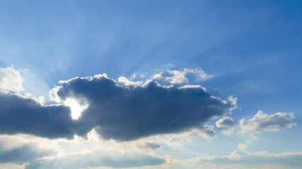 Wall Mural - beautiful blue sky with soft white clouds timelapse for abstract background