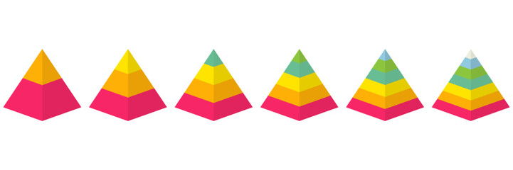 Wall Mural - pyramid 3d infographic chart collection. triangle hierarchy data sections group. vector illustration