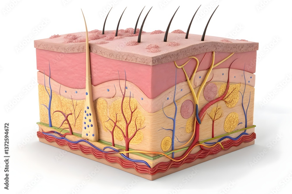 Ilustración de Stock A highly detailed cross-sectional 3D medical ...
