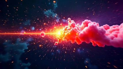 Wall Mural - pink nebula cloud formation and sparkling particles in outer space