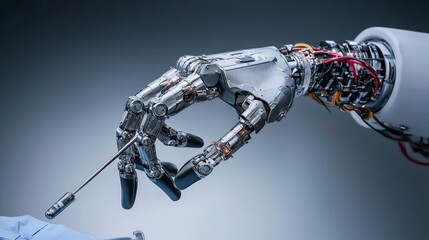 Aufkleber - Robotic hand assisting surgery medical facility technology artwork controlled environment close-up view innovation in healthcare