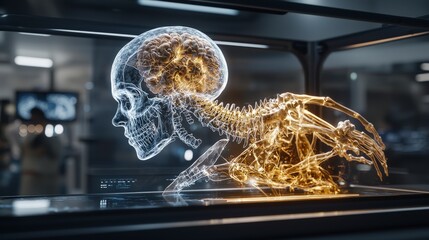 Leinwandbilder - Futuristic human anatomy exploration laboratory digital art sci-fi environment side view advanced technology concepts