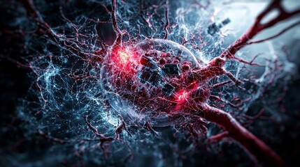 Poster - Neural activity visualization scientific research lab digital art abstract close-up neuroscience concepts