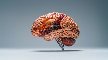Poster - Neuroscience breakthrough laboratory setting 3d brain model scientific environment close-up view innovative concepts for research