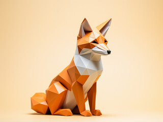 Wall Mural - Geometric fox with sharp angles and a color scheme of orange and white