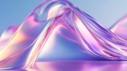 Wall Mural - Abstract flowing translucent material with iridescent reflections and soft gradient