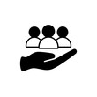 © Ilhamdh - hand icon and group of people, simple flat style, pictogram logo sign symbol vector illustration, isolated on white for mobile app
