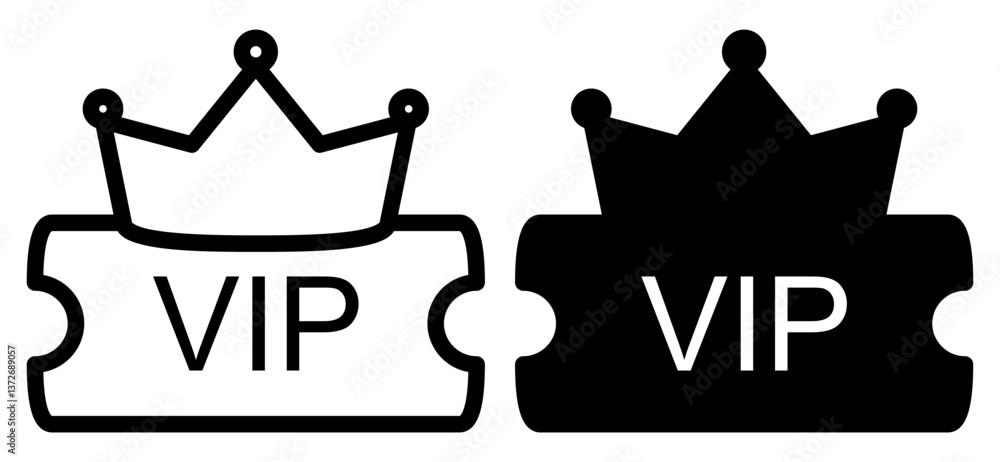 Vip Only Pictogram vip ticket icon with crown, simple flat style, illustration, logo sign ...