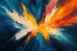 © Sarinya - Vivid explosion of colors in abstract painting style with dynamic brushstrokes on dark blue background