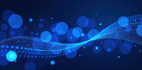 Abstract blue tech wave, overlapping circles, digital network background, pattern, bright, connection
