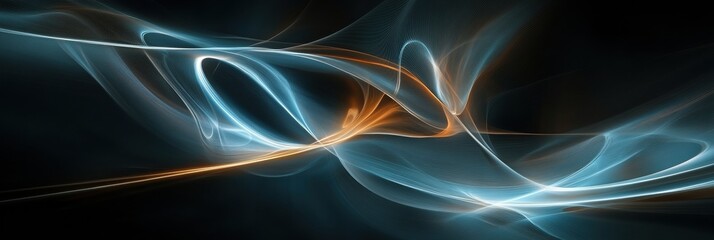Leinwandbilder - Futuristic neon lines dance through an abstract space, creating a captivating and dynamic visual experience of elegance and minimalism
