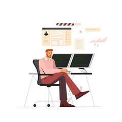 young programmer concentrated at working project. developing programming and coding technologies. sc