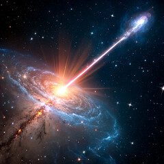 Wall Mural - an active nucleus with a narrow energy release. the galaxy is surrounded by stars and cosmic dust. t