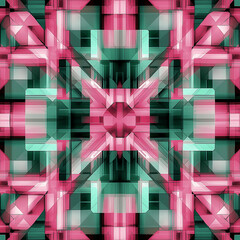 Poster - Abstract geometric pink and green pattern creating optical illusion