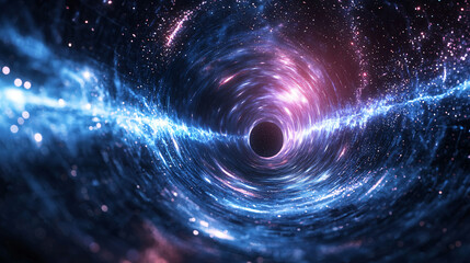 Wall Mural - mysterious black hole at the center of a galaxy surrounded by cosmic beauty with glowing interstella