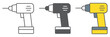 © amin268 - Electric drill icon collection, tool and repair, drill vector icon set, vector graphics, editable stroke outline sign, eps 10