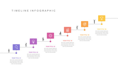 Wall Mural - business road map timeline infographic concept. with icons and 6 options, corporate milestones graph