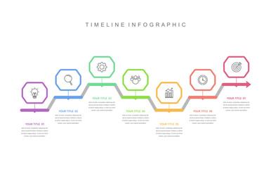 Wall Mural - business road map timeline infographic concept. with icons and 7 steps. can be used for workflow lay
