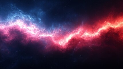 a red and blue nebula with stars in the background