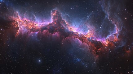 a purple and blue nebula with stars in the background