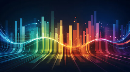 Wall Mural - vibrant sound spectrum: a stunning visual representation of sound waves, pulsating with a kaleidosco