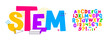 © artyway - Colorful STEM education font with full letters and numbers set, bright playful alphabet for studying posters, kid learning materials, school banners. Vector typeset