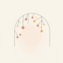 Poster - Minimalistic logo design featuring festive lights forming an elegant arch against a soft pastel background in a modern style