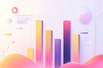 Leinwandbilder - Visual representation of e-commerce sales growth with bar charts and financial graphs in a modern corporate design