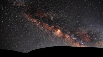 Wall Mural - beautiful night sky time lapse with milky way galaxy over the mountains. night tight landscape starr