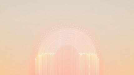 Poster - Elegant arch of festive lights in a soft pastel background showcasing a modern minimalistic logo design perfect for celebration themes