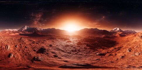 Wall Mural - a 360-degree hdri panorama depicting a martian sunset, serving as a landscape and environment map, p