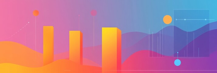 Leinwandbilder - E-commerce sales growth visualized with modern bar charts and graphs on a stylish gradient background