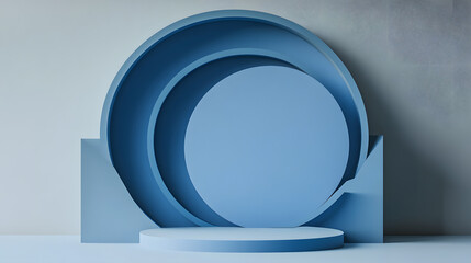 Wall Mural - abstract composition, 3d render, abstract blue layered background. isolated on gray background, mode