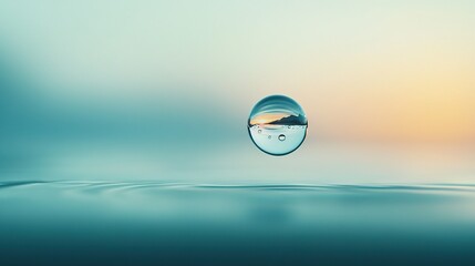 Wall Mural - in the middle of a drop of water lies a mountain