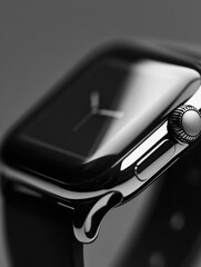 Poster - Modern smartwatch with sleek design and monochrome face captured in close-up showcasing innovative technology and craftsmanship