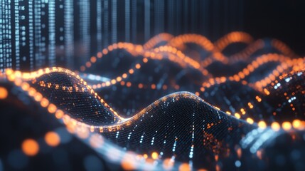 Digital representation of data flowing over complex three dimensional waves