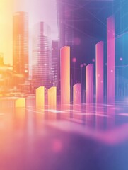 Leinwandbilder - Insights into e-commerce sales growth with bar charts and financial graphs in a modern corporate background