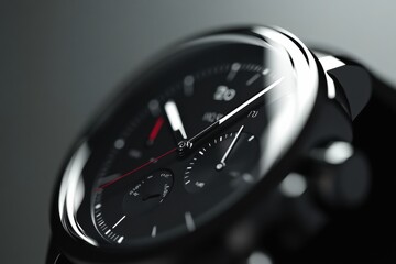 Poster - Close-up view of a modern smartwatch showcasing a clean monochrome watch face with sleek design and high-tech aesthetics