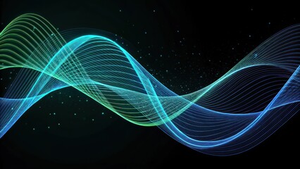 Abstract digital wave pattern with blue glowing lines on a dark background