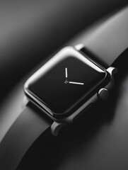 Poster - Modern smartwatch with sleek design and monochrome face showcasing advanced technology features in a minimalist setting