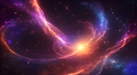 Wall Mural - loop animation of space nebula towards light loop animation glowing galaxies and stars passing foota