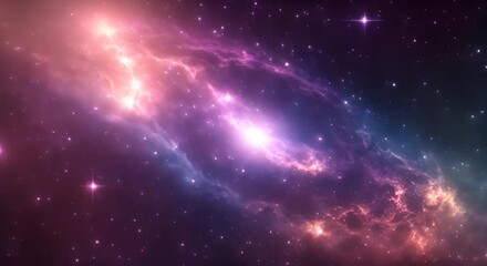 Wall Mural - loop animation of space nebula towards light loop animation glowing galaxies and stars passing foota