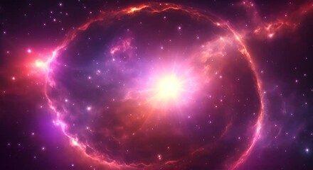 Wall Mural - loop animation of space nebula towards light loop animation glowing galaxies and stars passing foota