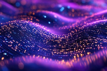 Poster - An abstract purple and blue background showcasing data flow or energy waves with a futuristic, digital feel.