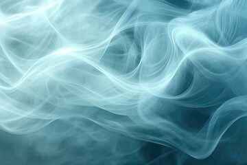 Poster - Abstract swirling patterns of light blue and white create a dreamy, ethereal smoke-like effect on a dark blue background.