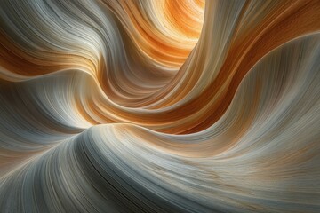 Leinwandbilder - Abstract flowing curves in shades of grey, cream, and brown create a mesmerizing, organic and fluid landscape illusion.