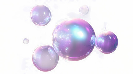 Wall Mural - Shiny bubbles fluid holographic iridescent 3d render icon isolated on transparent background cutout. Opalescent Glow. Illustration