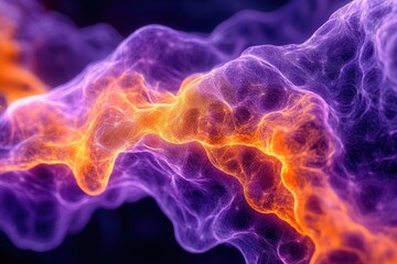 Aufkleber - Abstract image showcasing swirling patterns in vibrant shades of orange and purple, creating a dynamic and flowing visual experience.