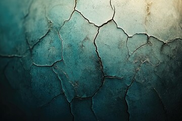 Aufkleber - Close-up of a heavily cracked surface with shades of blue and white and an aged, distressed texture.